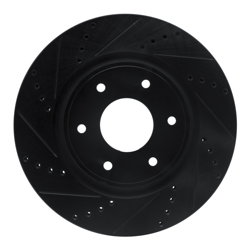 Infiniti QX56 Brake Rotor (1) - Front Left - R1 Concepts - Drilled & Slotted - Black - `05-`07